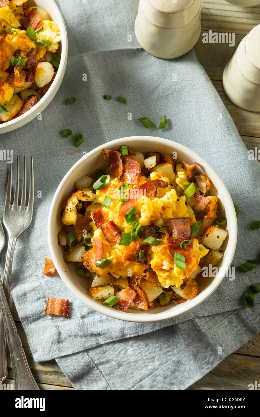 Homemade Egg and Potato Breakfast Bowl with Bacon Stock Photo - Alamy