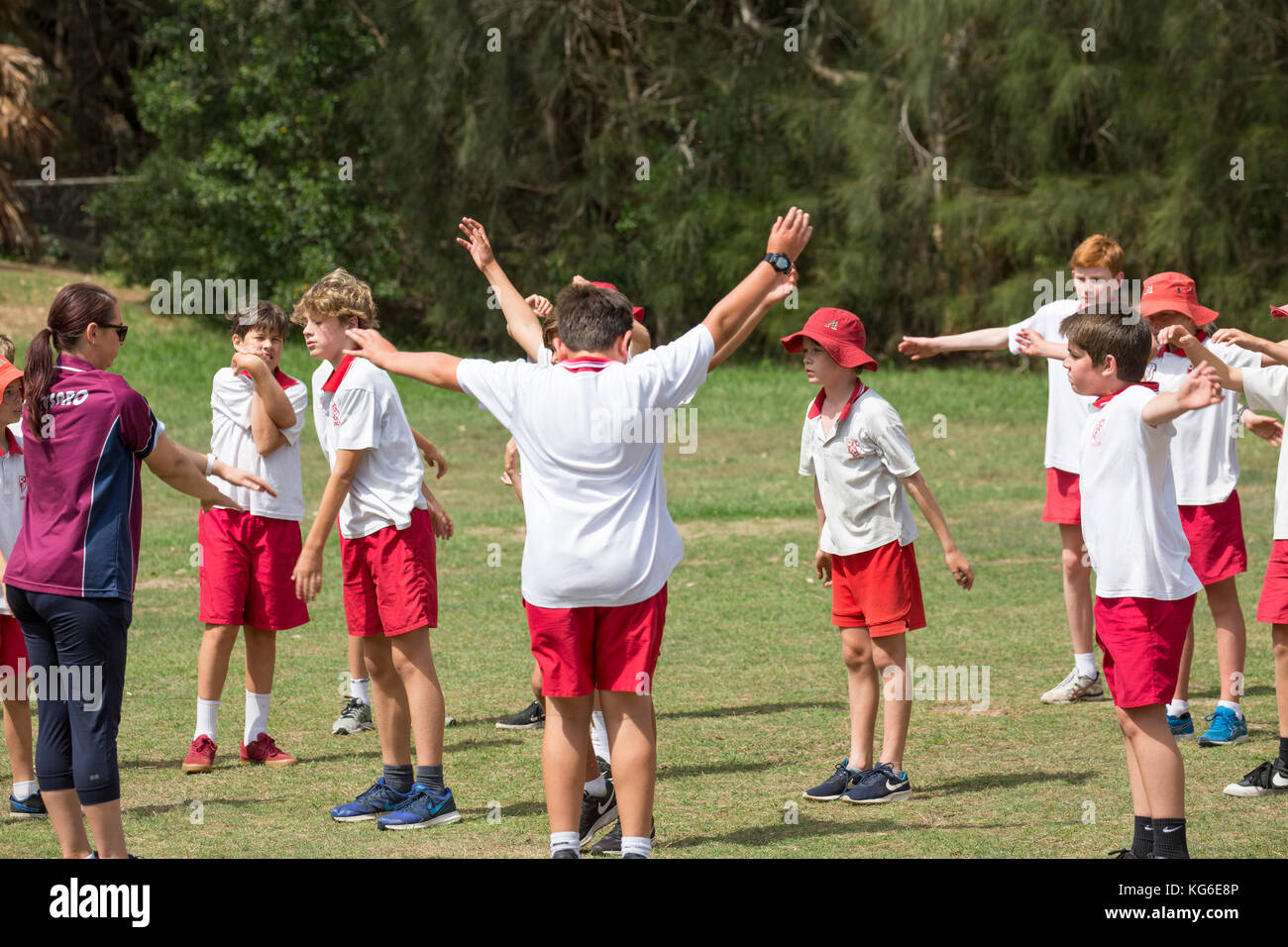 Australian schools children playing sport at school,Sydney,Australia Stock Photo