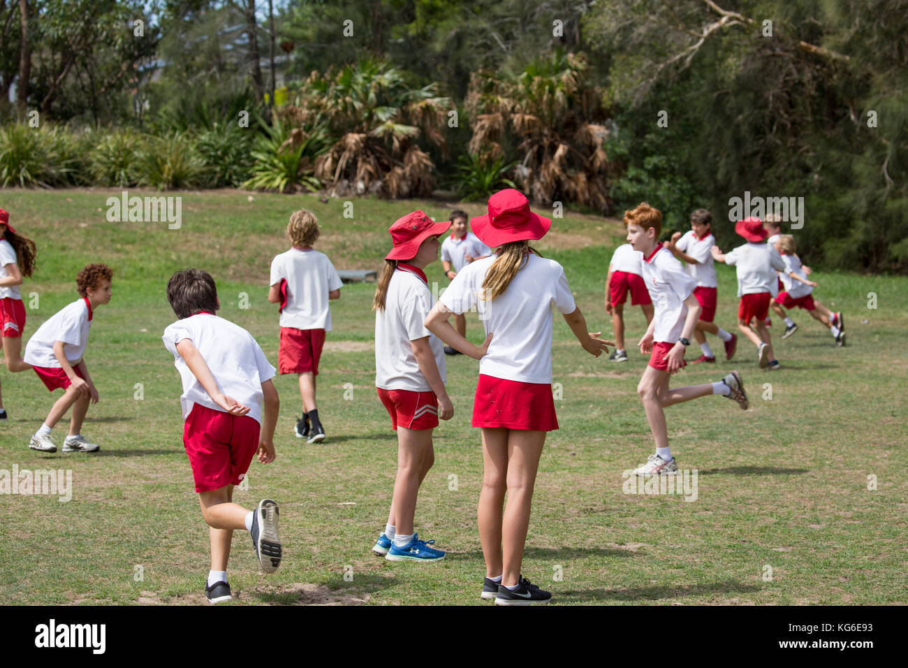 Australian schools children playing sport at school,Sydney,Australia