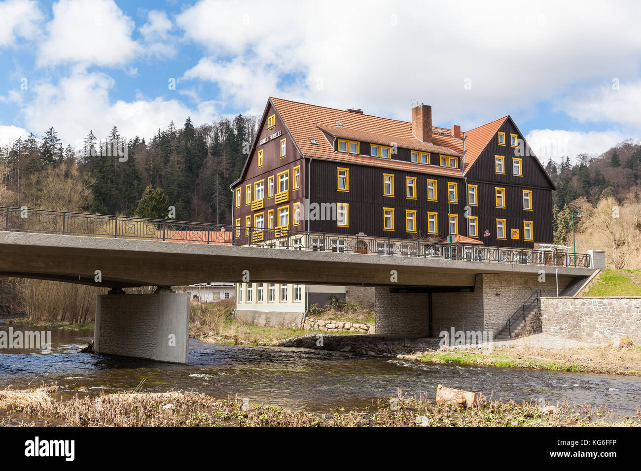 Hotel Forelle in Treseburg Harz Stock Photo