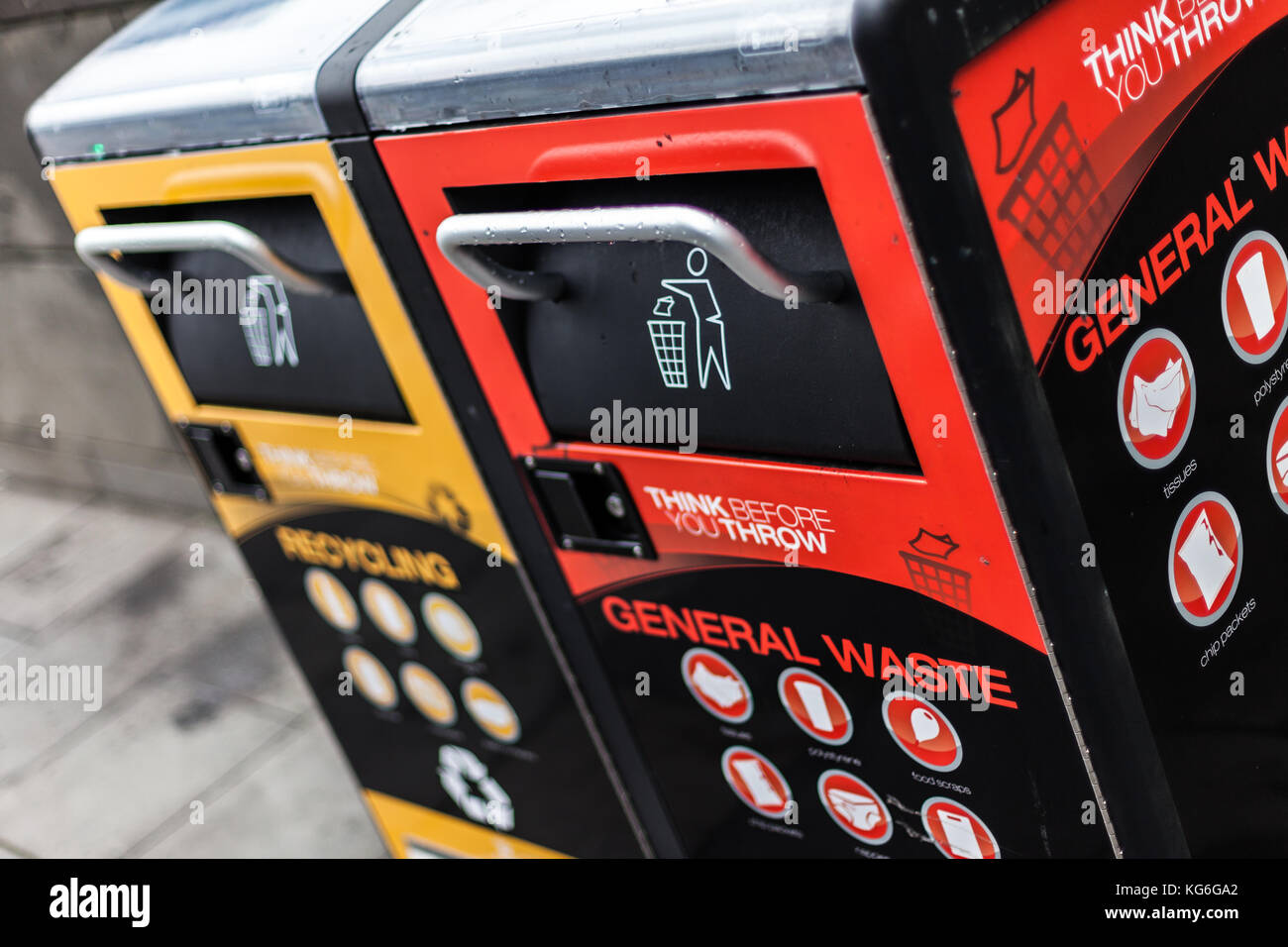 Recycling bins in the Melbourne CBD Stock Photo Alamy