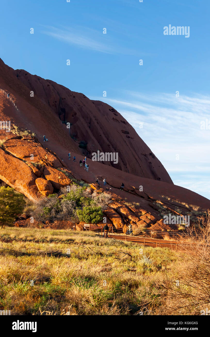 Climbing Uluru, Red Centre, Outback, Australia Stock Photo