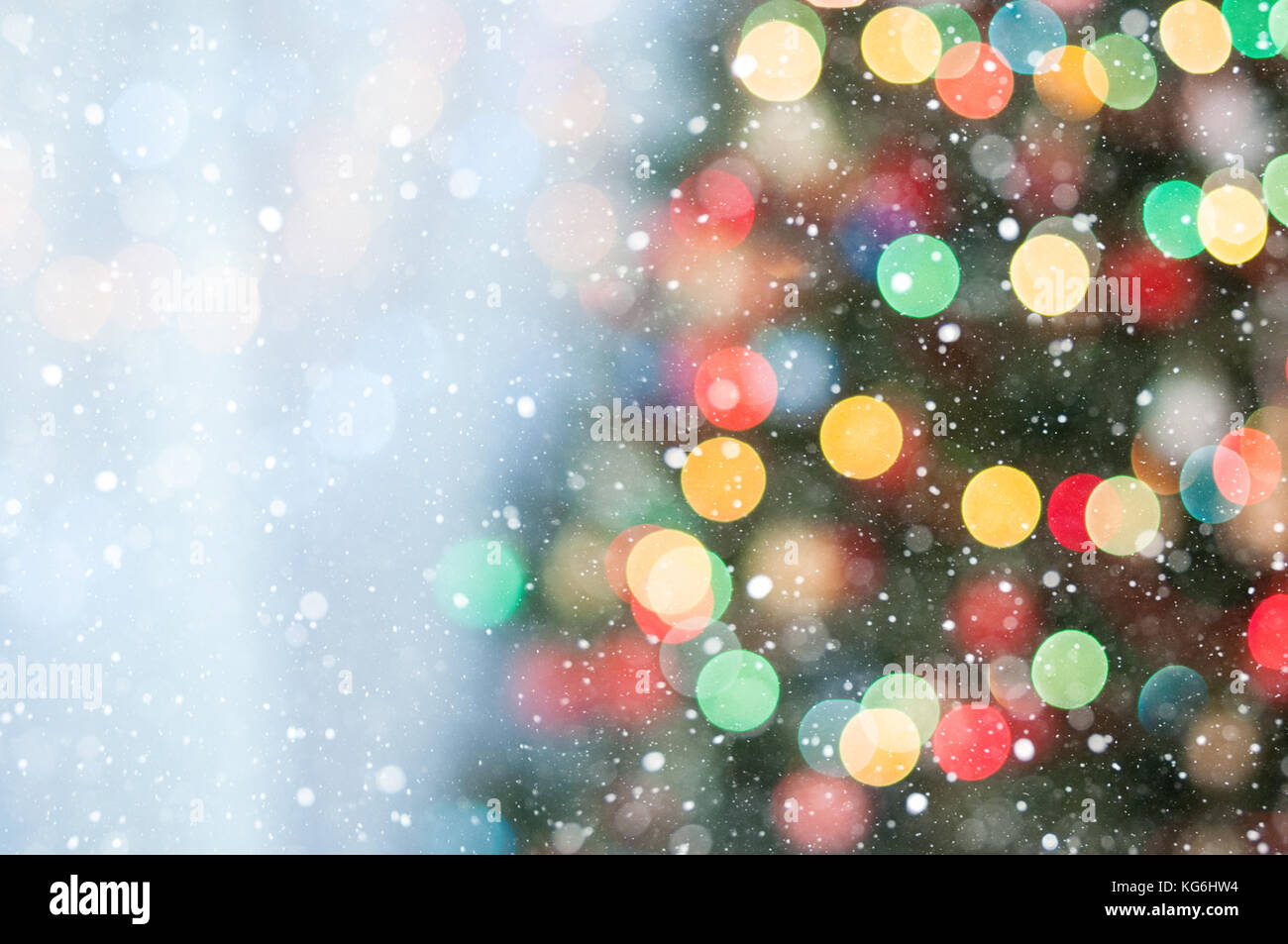 Pattern for Christmas card- Christmas tree bokeh Stock Photo