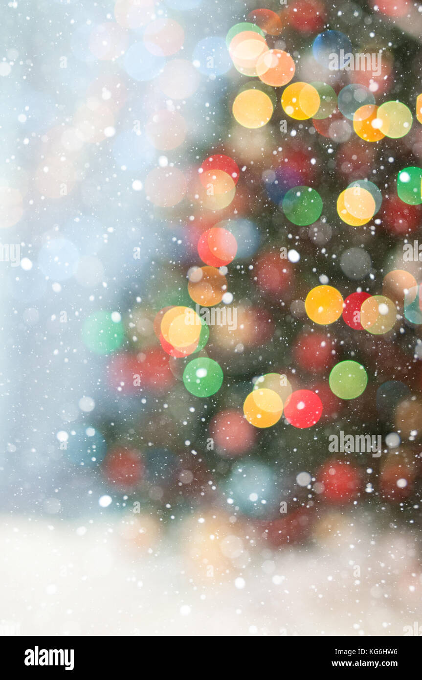 Part of Christmas tree- soft focus and bokeh Stock Photo