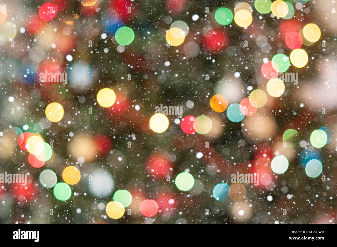 Christmas tree in lights- soft focus and bokeh Stock Photo