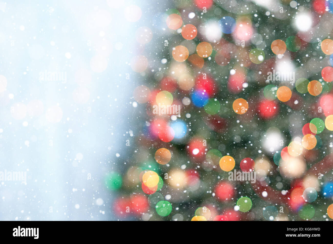 Christmas bokeh - Christmas tree in lights Stock Photo