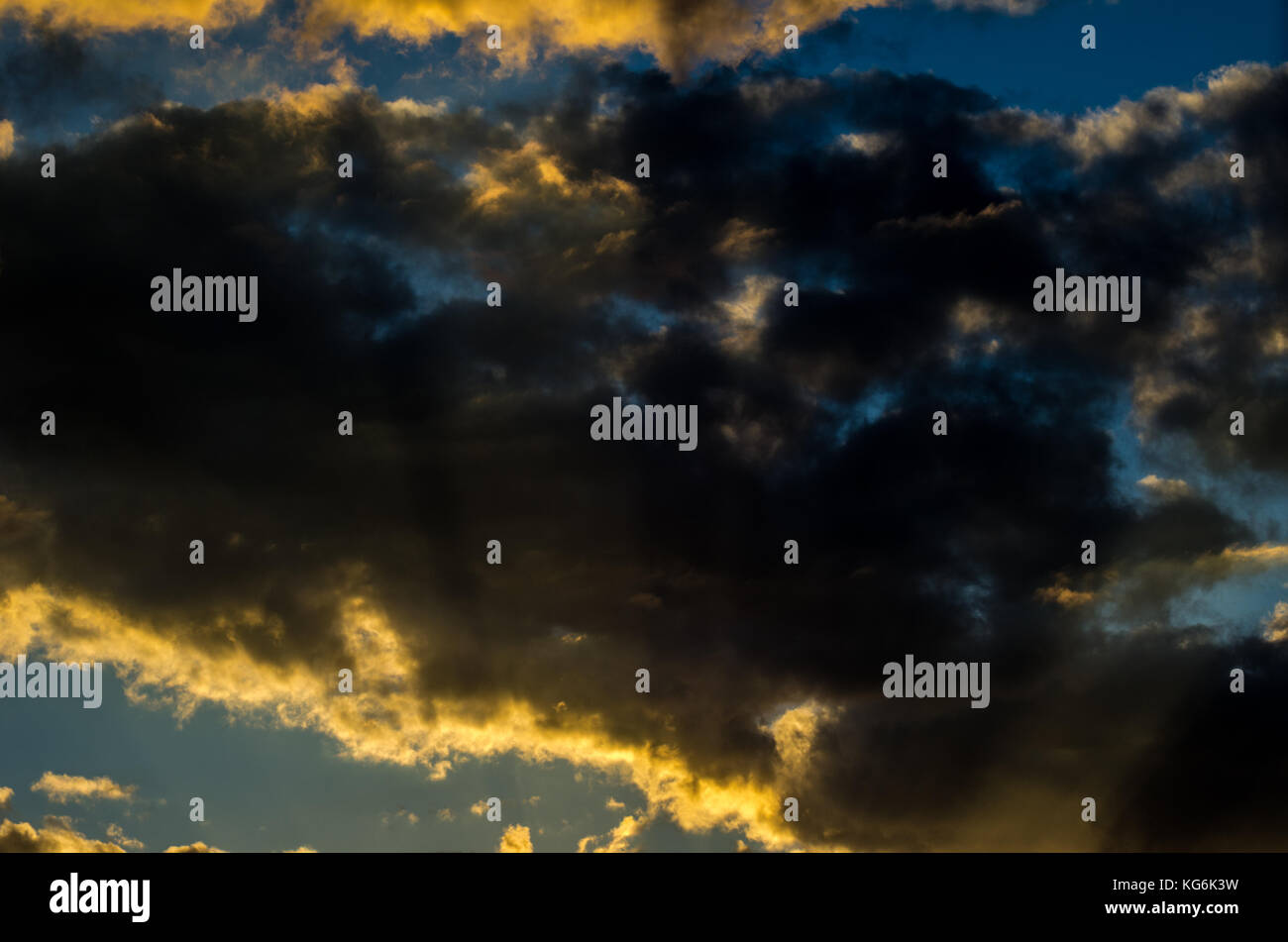 Dramatic sunset sky with colorful clouds after thunderstorm Stock Photo ...