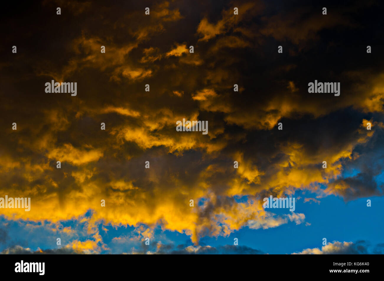 Dramatic sunset sky with colorful clouds after thunderstorm Stock Photo ...