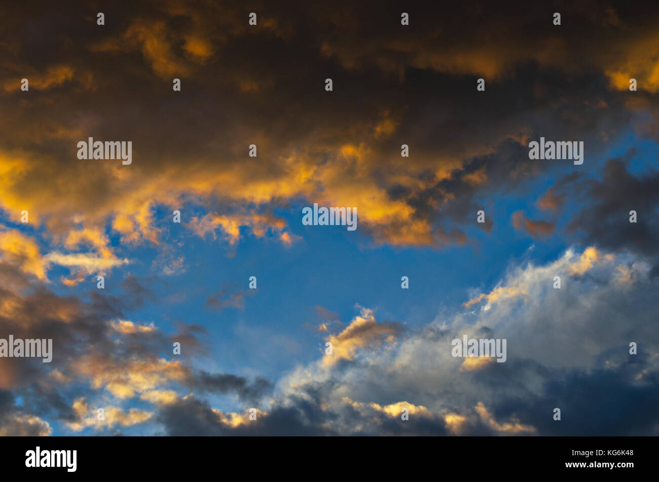 Dramatic sunset sky with colorful clouds after thunderstorm Stock Photo ...
