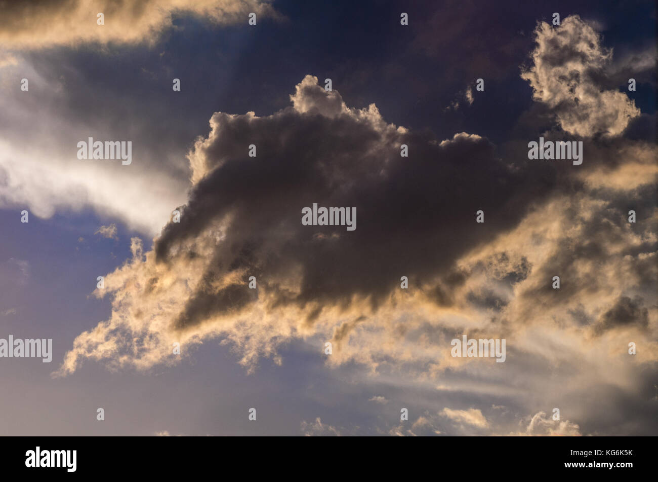 Dramatic sunset sky with colorful clouds after thunderstorm Stock Photo ...