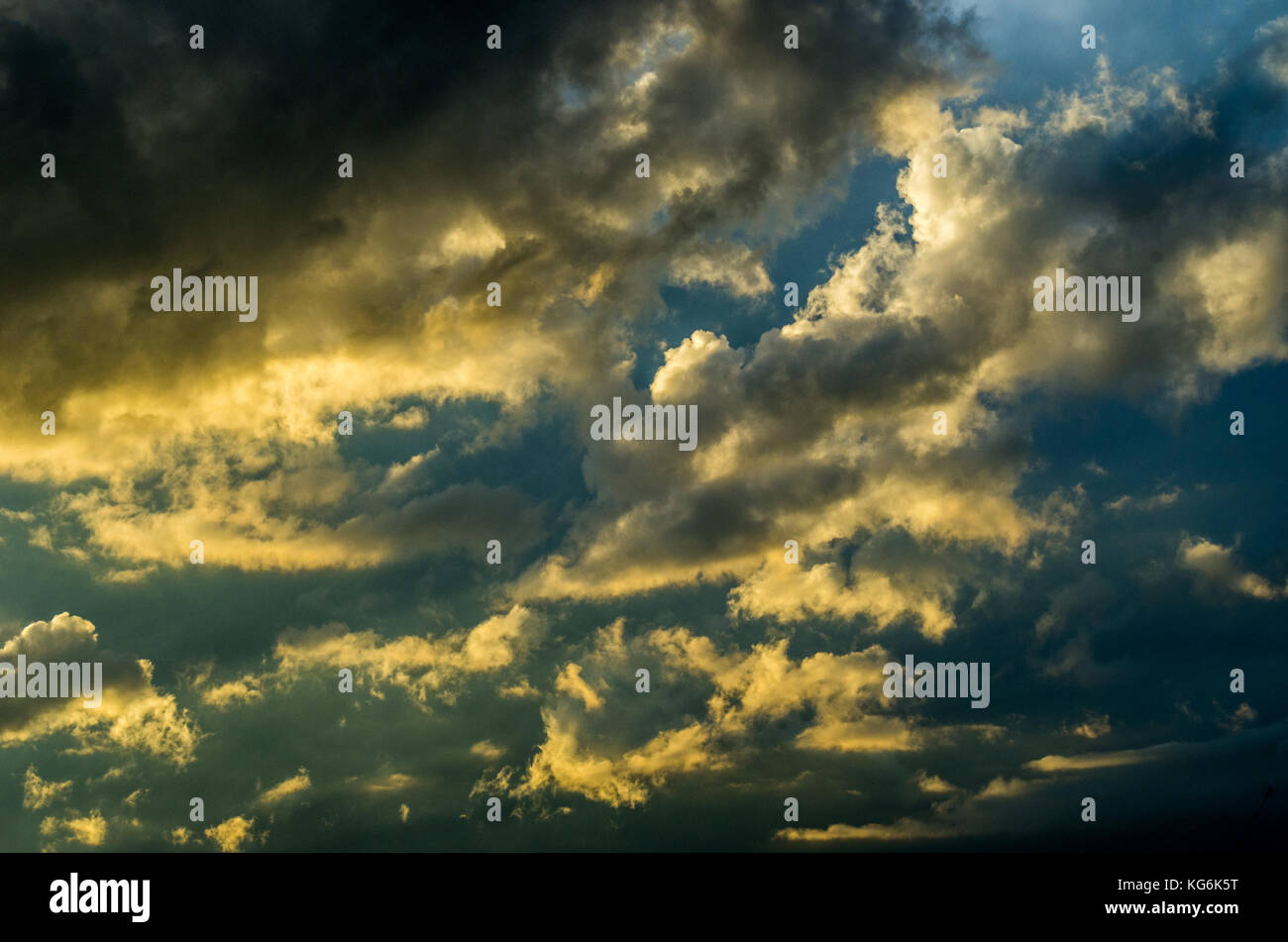 Dramatic sunset sky with colorful clouds after thunderstorm Stock Photo ...