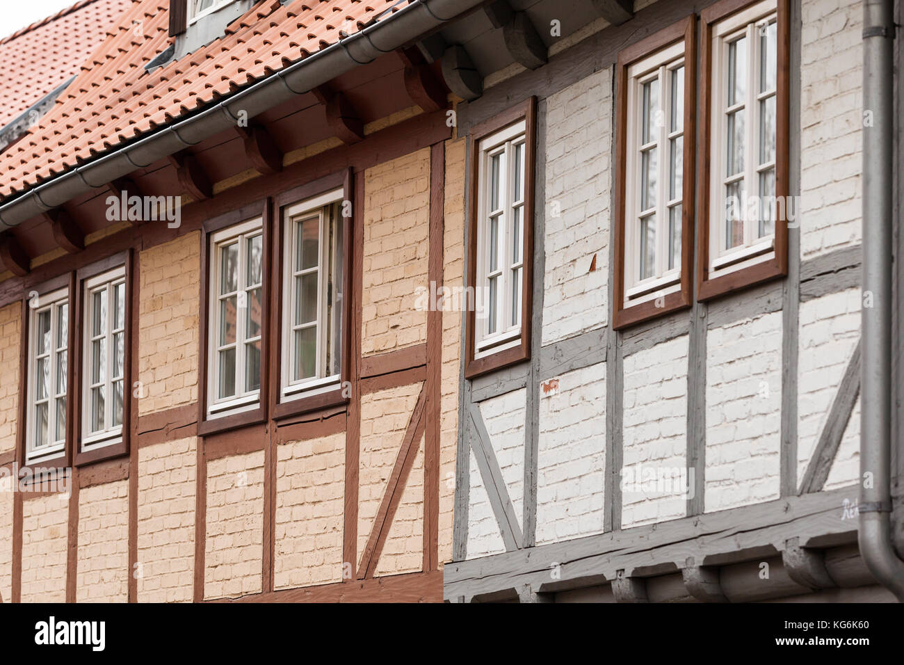 Fachwerkhaus Fassade in Quedlinburg Harz Stock Photo
