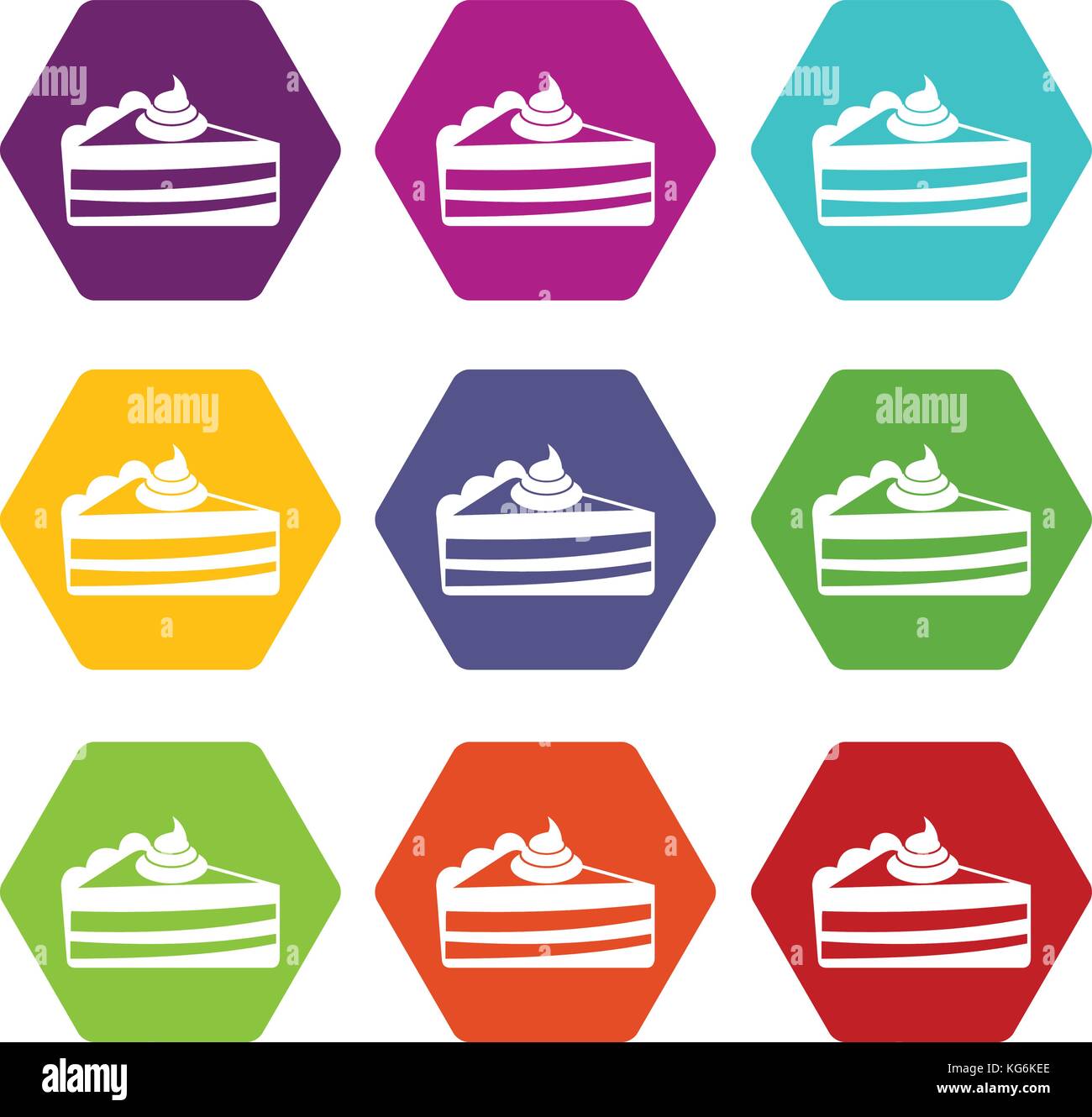 Piece of cake icon set color hexahedron Stock Vector Image & Art - Alamy