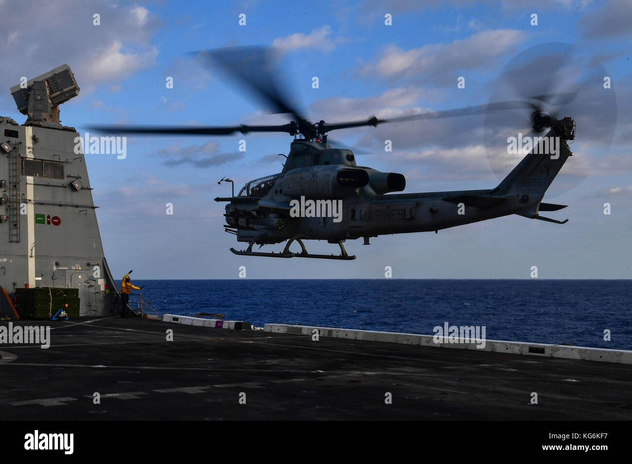 AH-1Z Viper Helicopter Landing Stock Photo