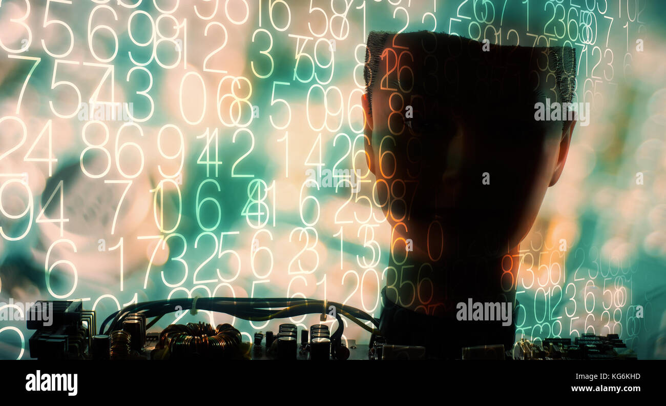Secured computer big data cyber transfer Stock Photo