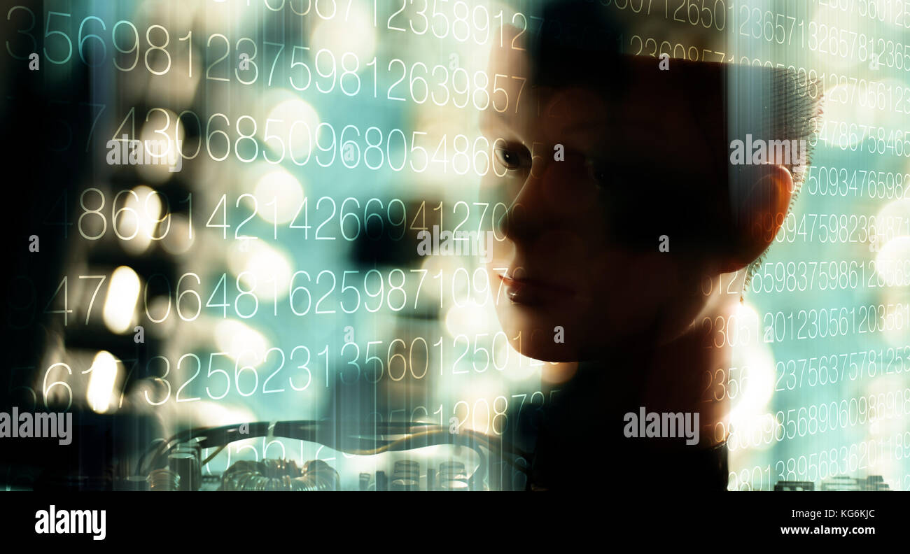 Deep learning ai robot cyber mind Stock Photo