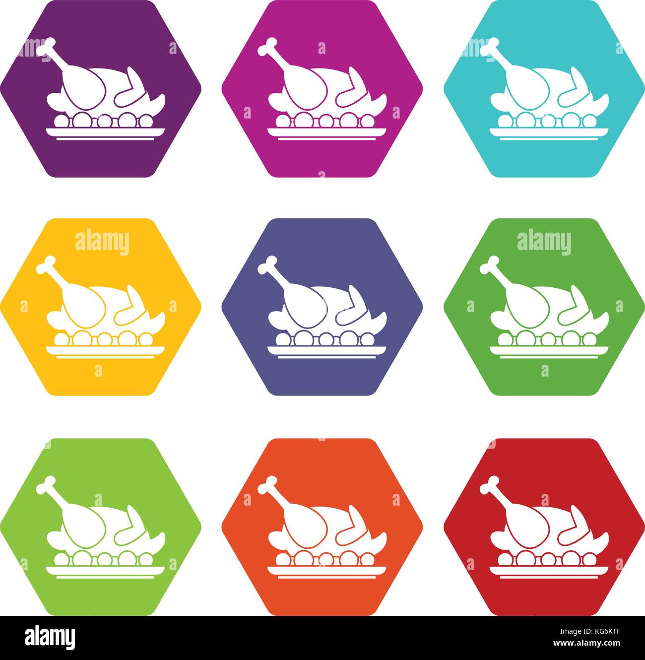 Roasted turkey icon set color hexahedron Stock Vector Image & Art - Alamy