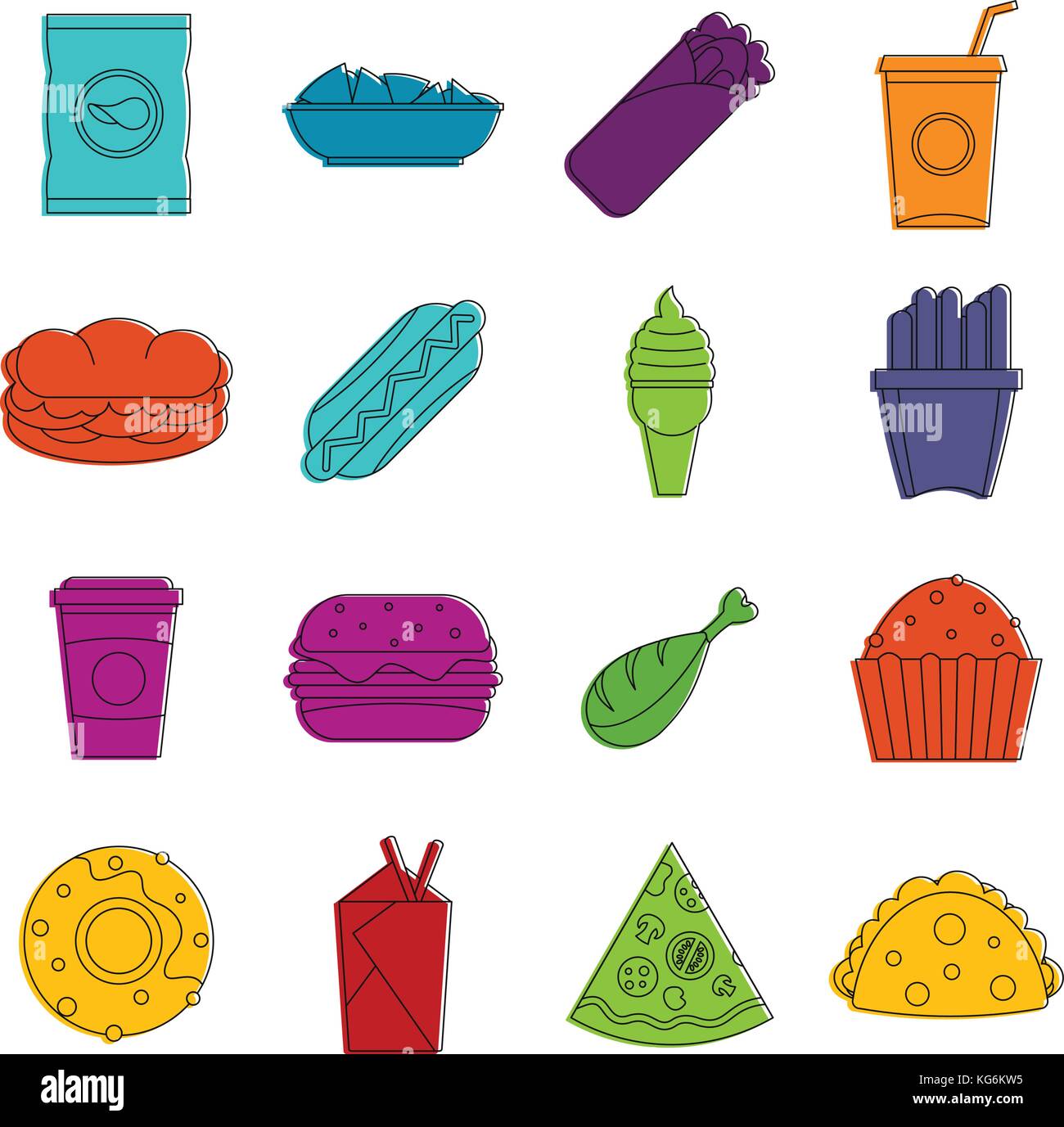 Fast food icons doodle set Stock Vector Image & Art - Alamy
