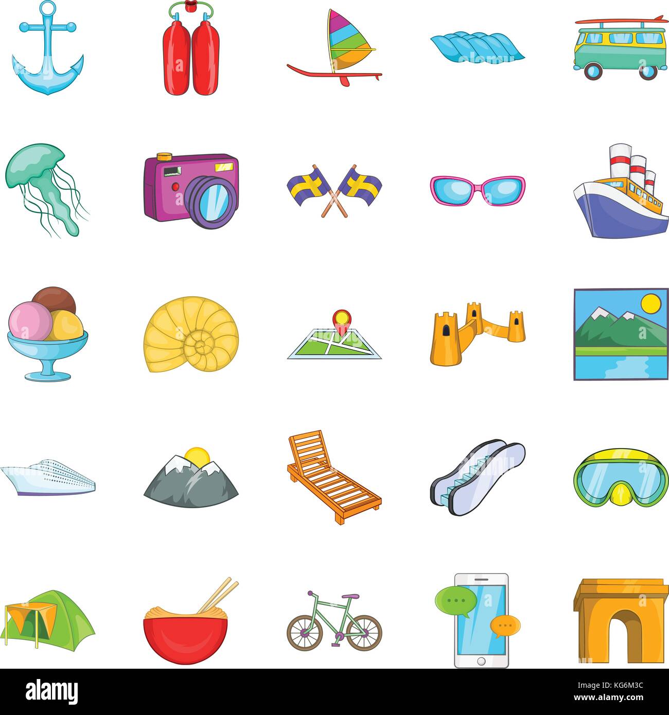Exploring the world icons set, cartoon style Stock Vector Image & Art ...