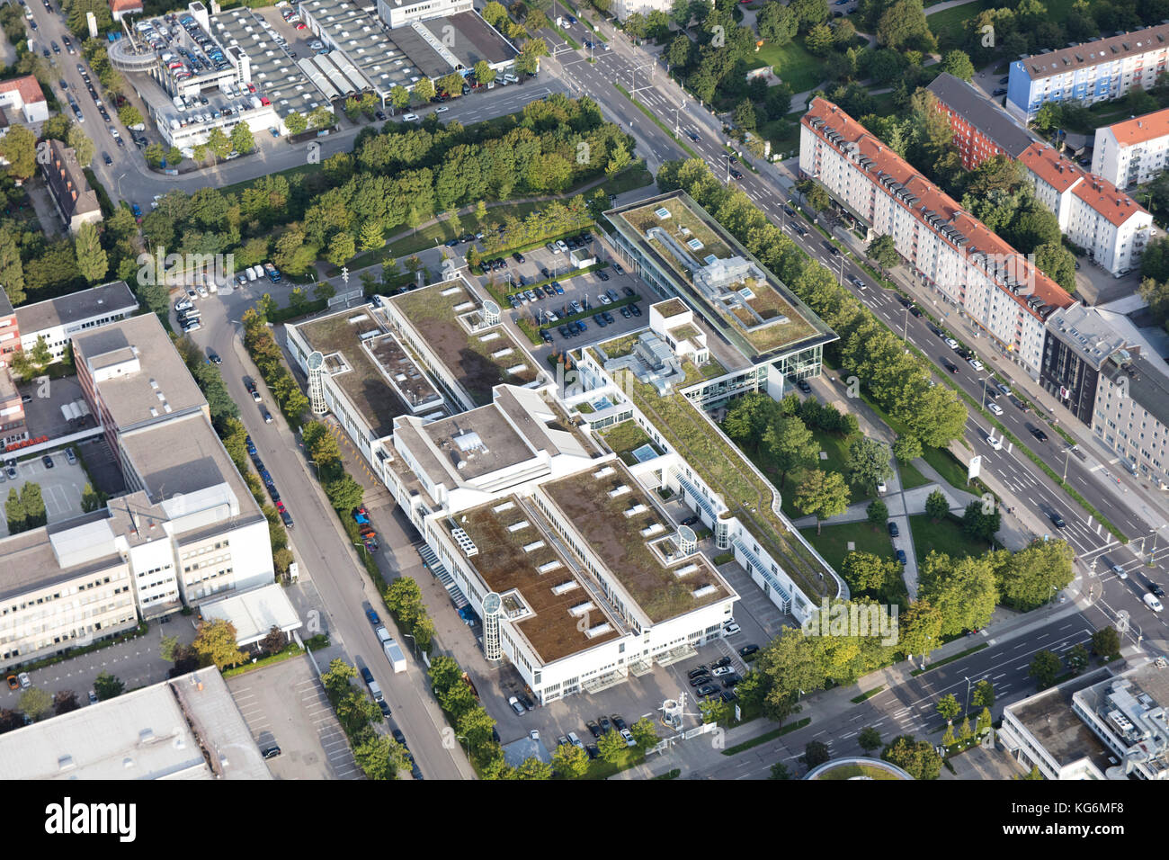 aerial view of BMW Munich branch, BMW Niederlassung München, Germany Stock Photo