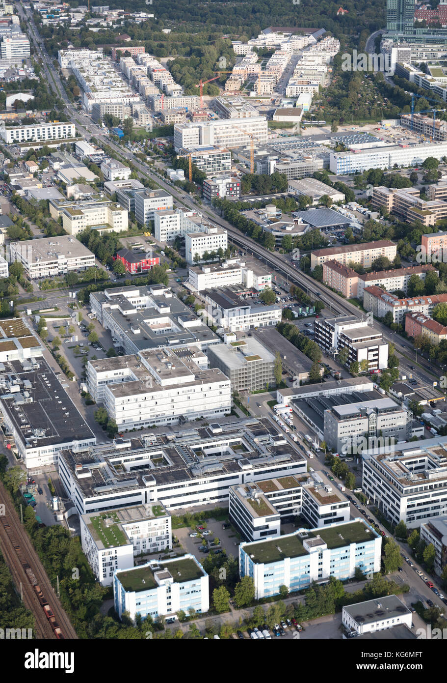 Aerial view of Milbertshofen, Munich, Germany Stock Photo