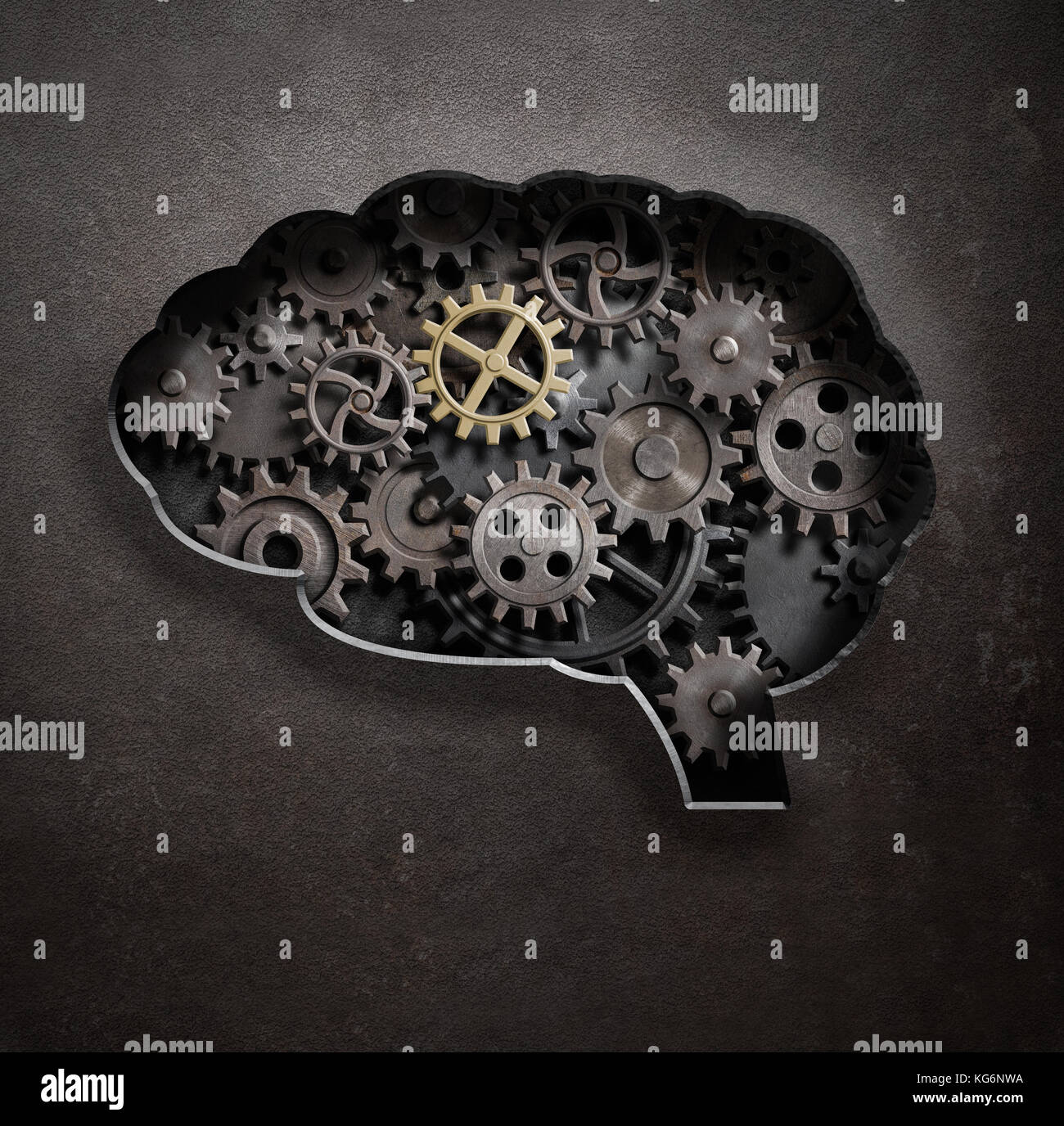 Brain gears and cogs concept 3d illustration Stock Photo