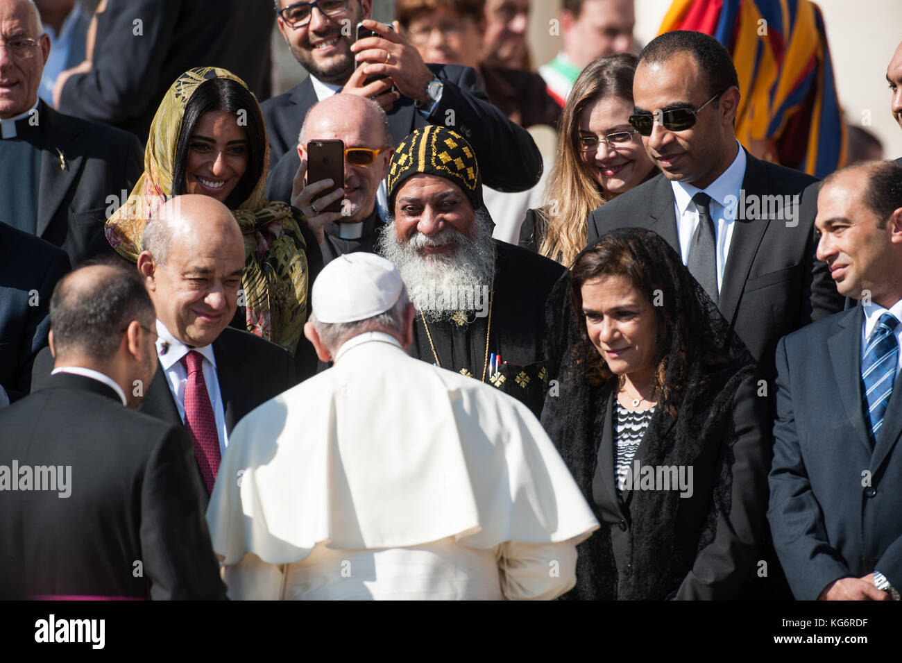 Members of the Roman Work Pilgrimage of Egypt meets Pope Francis during ...