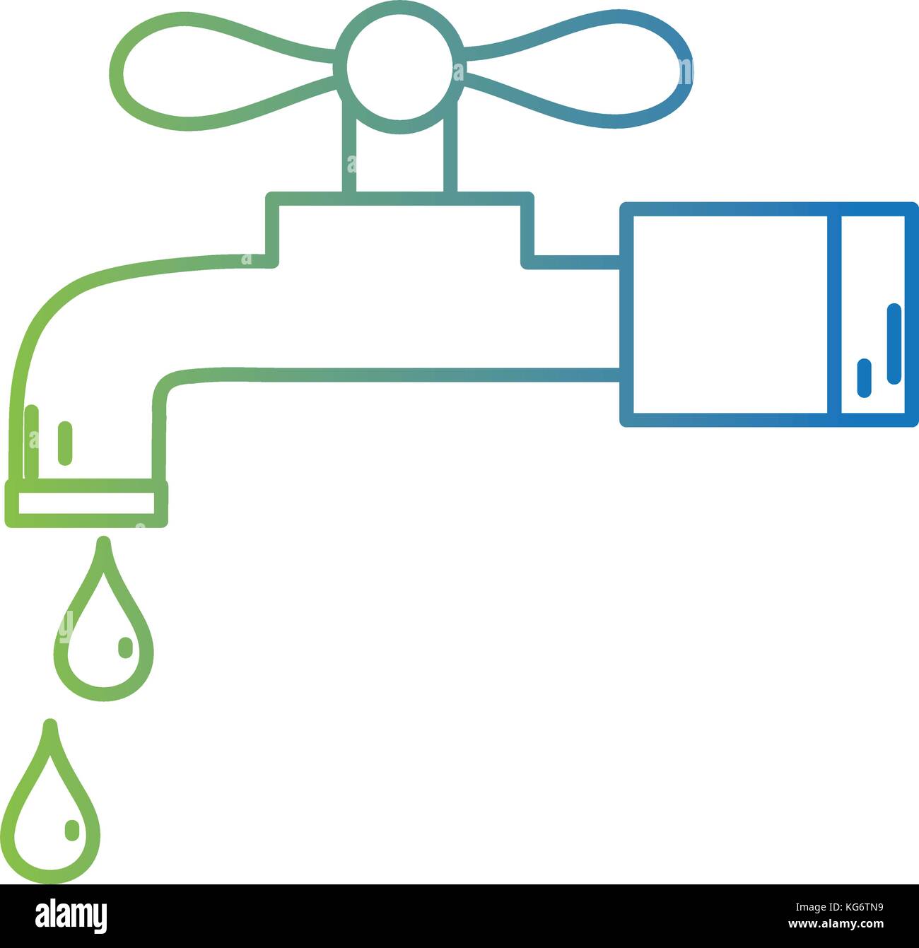 line clean metal faucet with water drops vector illustration Stock ...
