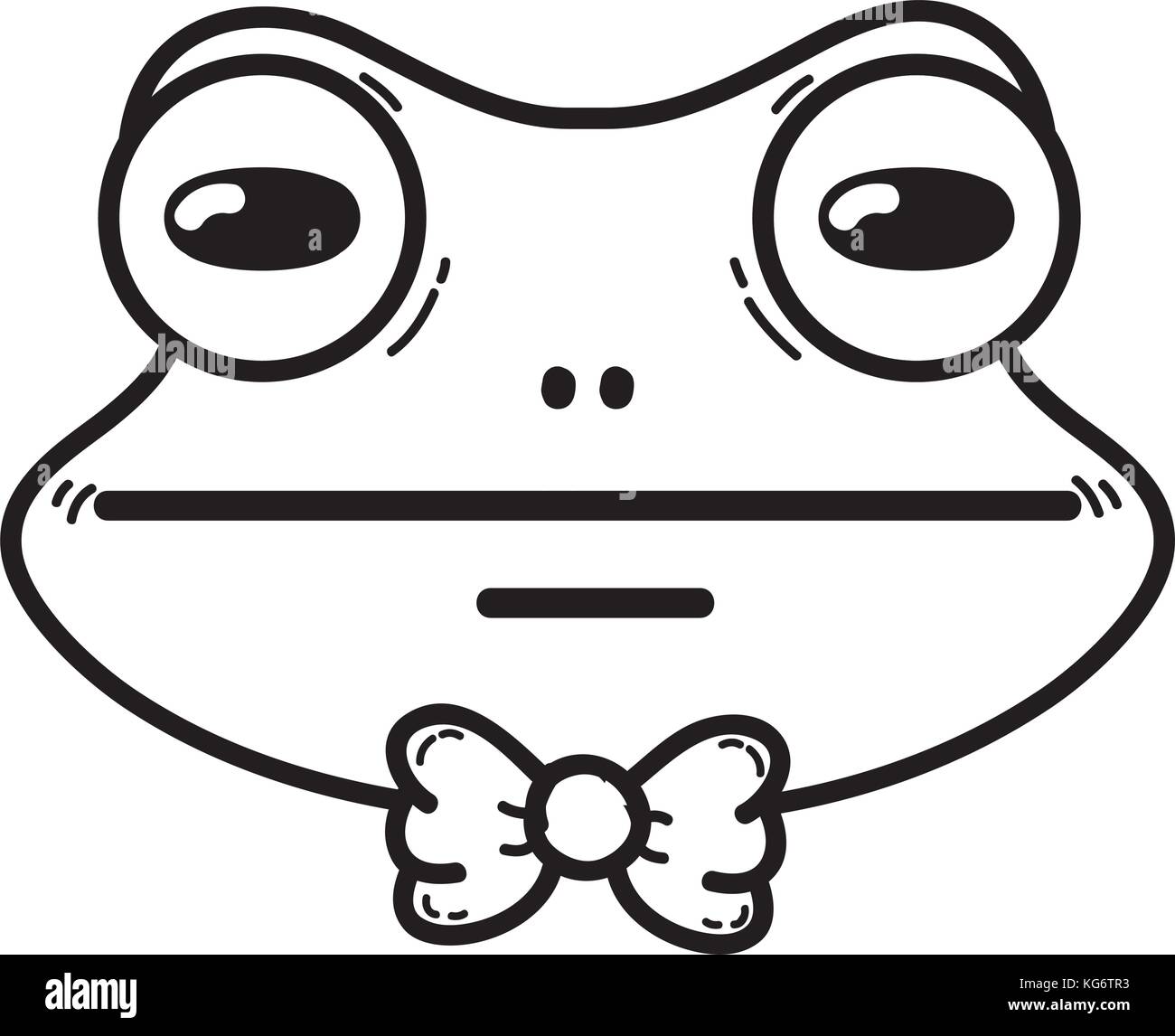 line cute frog head wild animal vector illustration Stock Vector Image