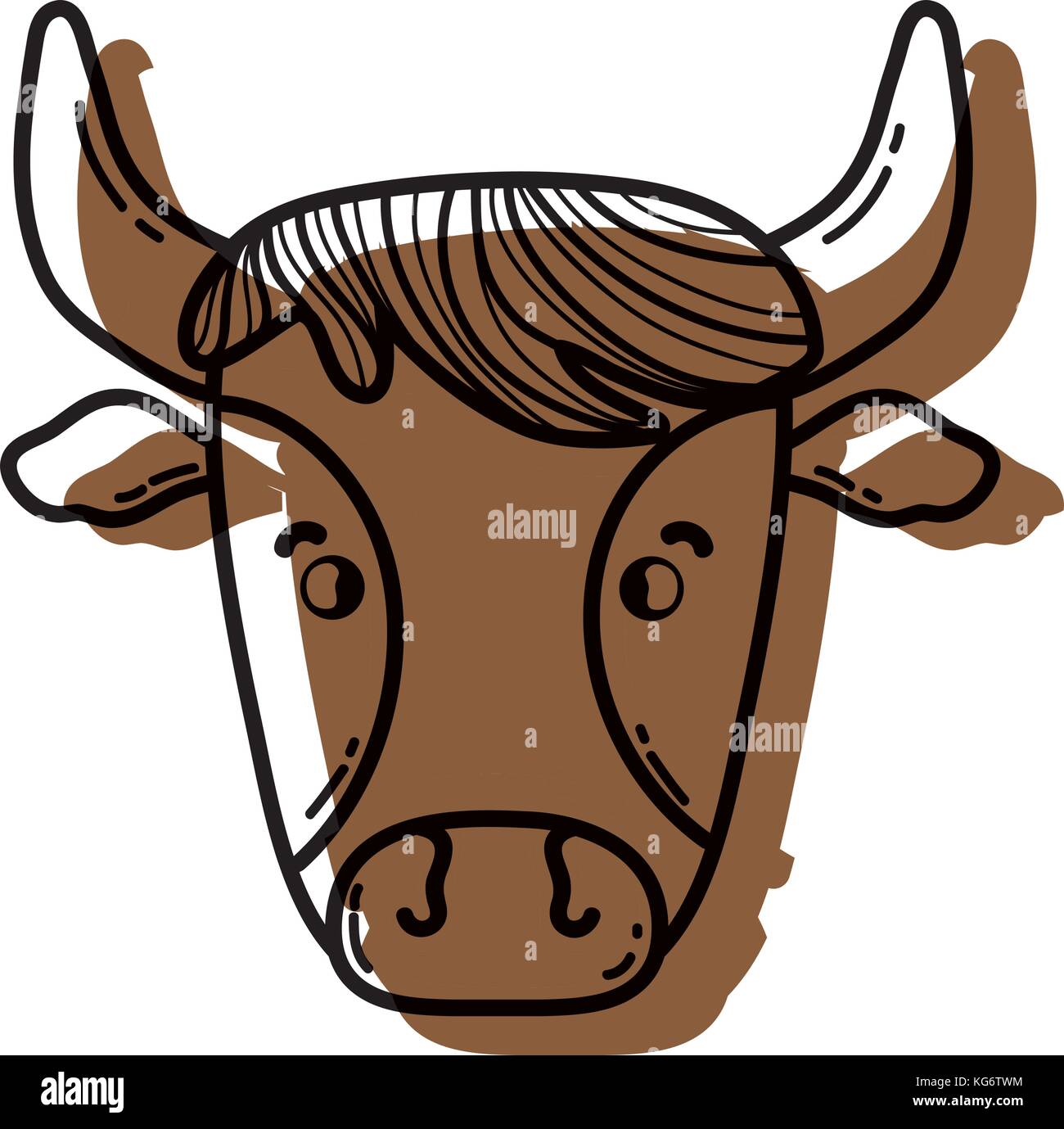 color cute cow head farm animal vector illustration Stock Vector Image ...