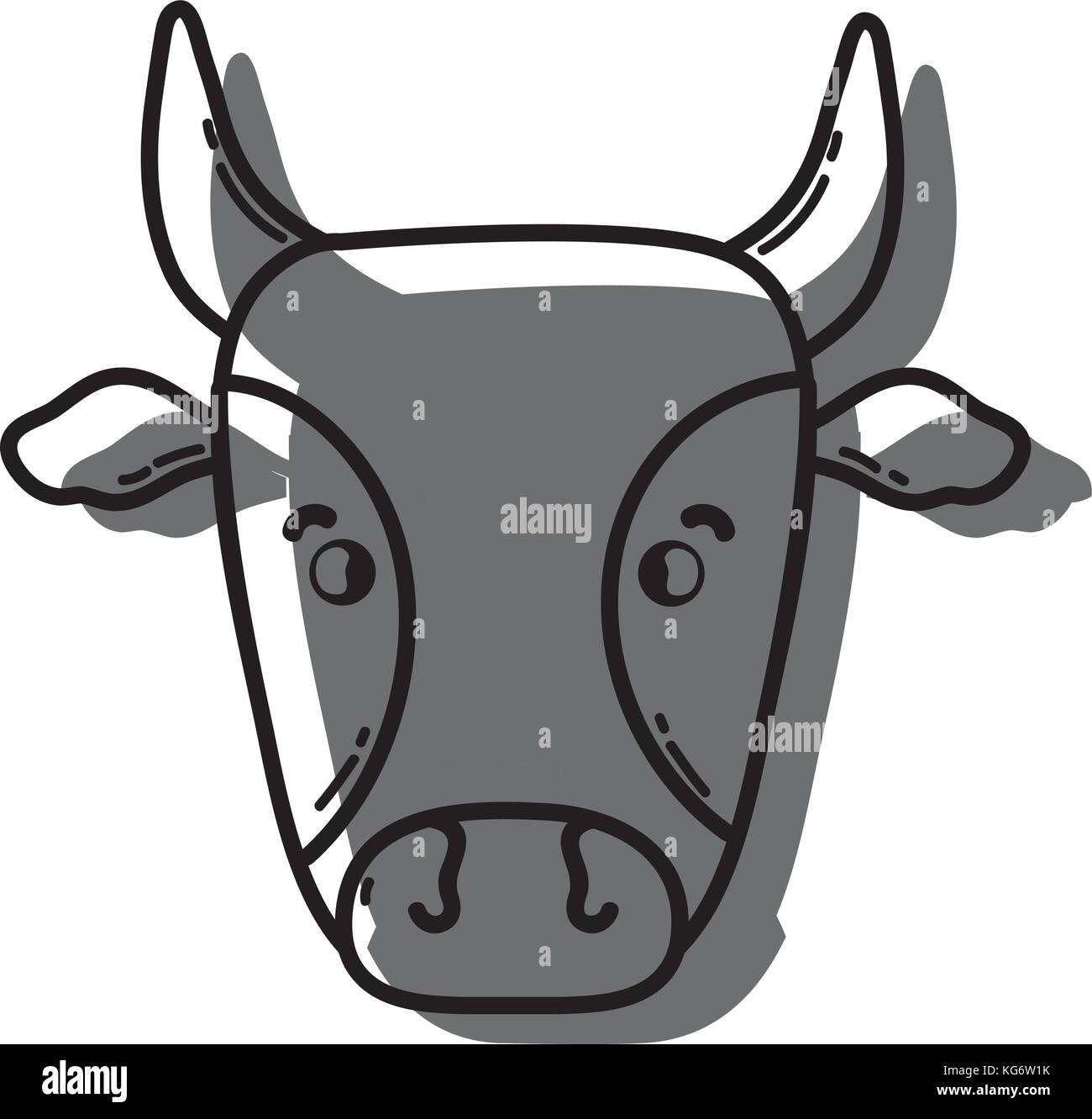 color cute cow head farm animal vector illustration Stock Vector Image ...
