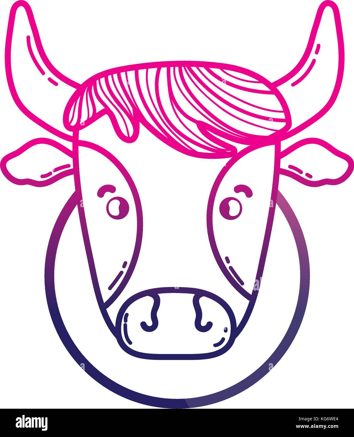 line cute cow head farm animal vector illustration Stock Vector Image ...