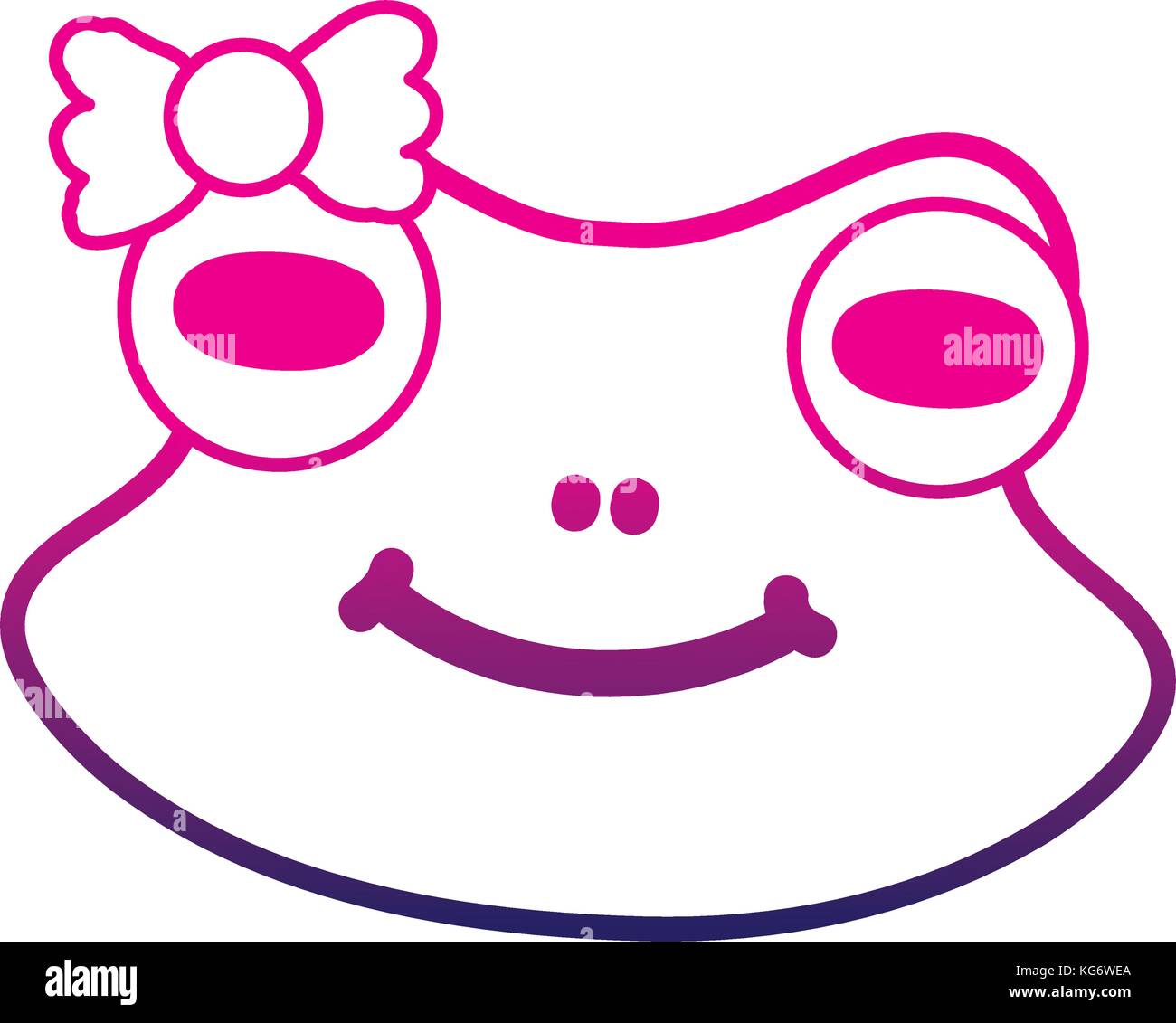 line cute frog female wild animal vector illustration Stock Vector ...