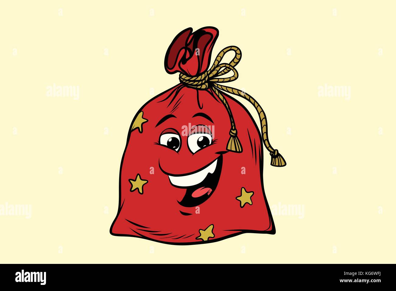 gift Santa sack cute smiley face character. Comic book cartoon pop art illustration retro vector Stock Vector