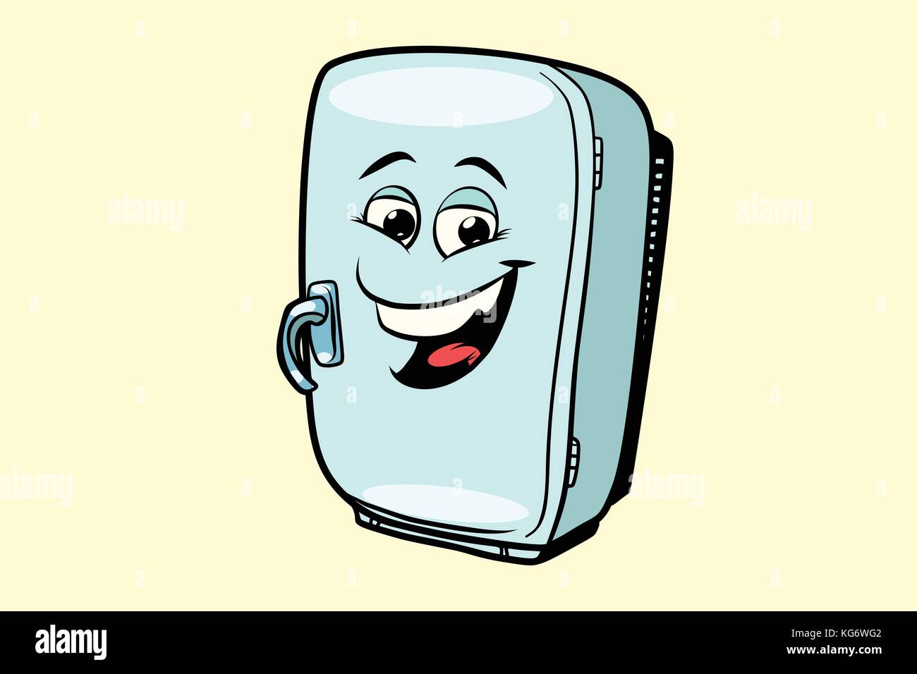 refrigerator cute smiley face character. Comic book cartoon pop art illustration retro vector Stock Vector