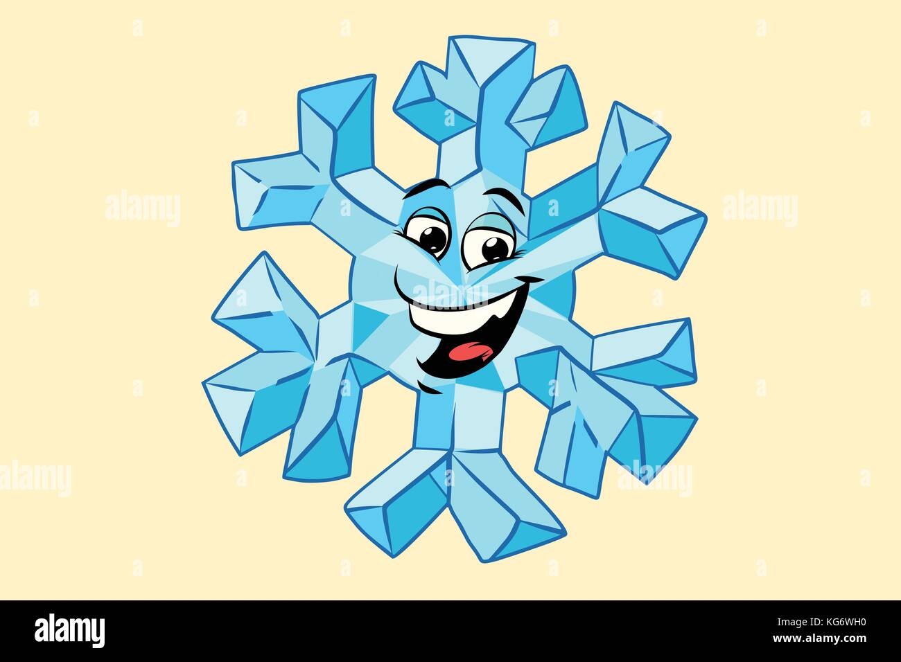 snowflake cute smiley face character. Comic book cartoon pop art illustration retro vector Stock Vector