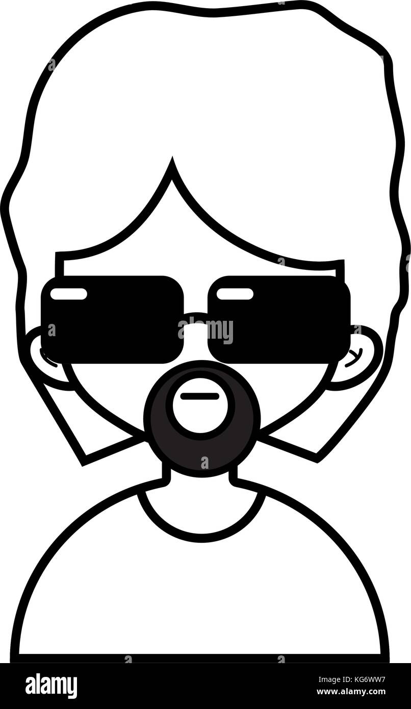 line avatar man with hairstyle and beard design vector illustration ...
