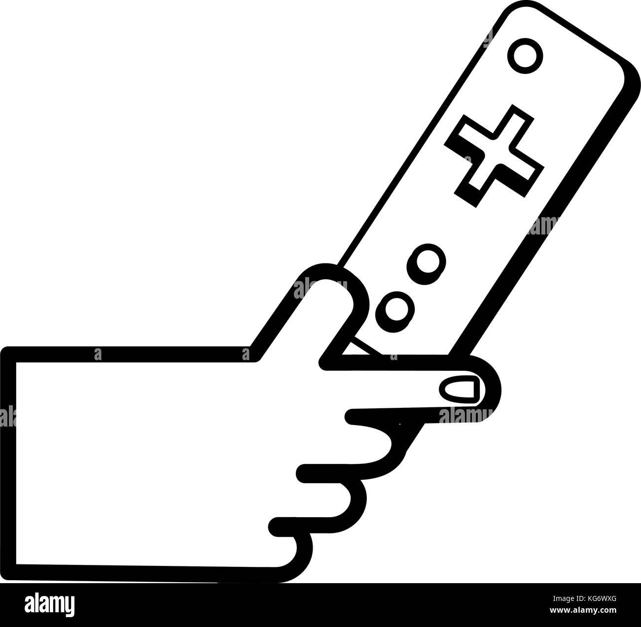line hand with controller object to video game vector illustration ...