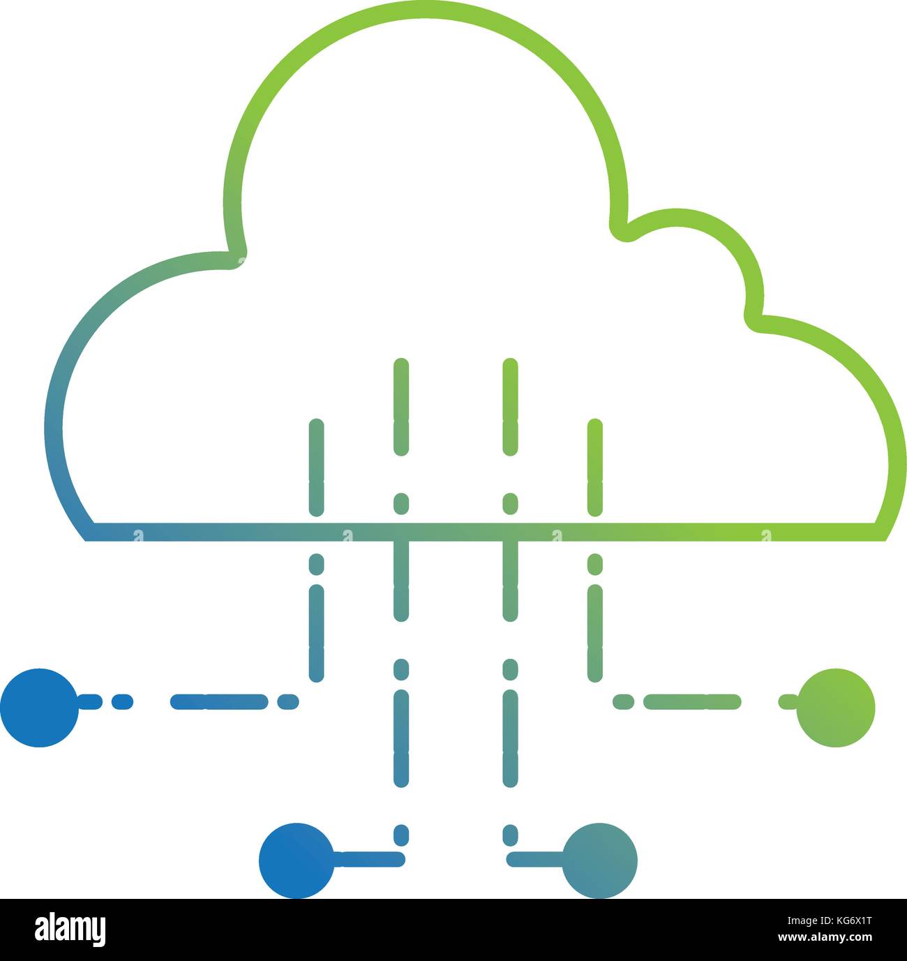 silhouette cloud data with circuits to connection server vector ...