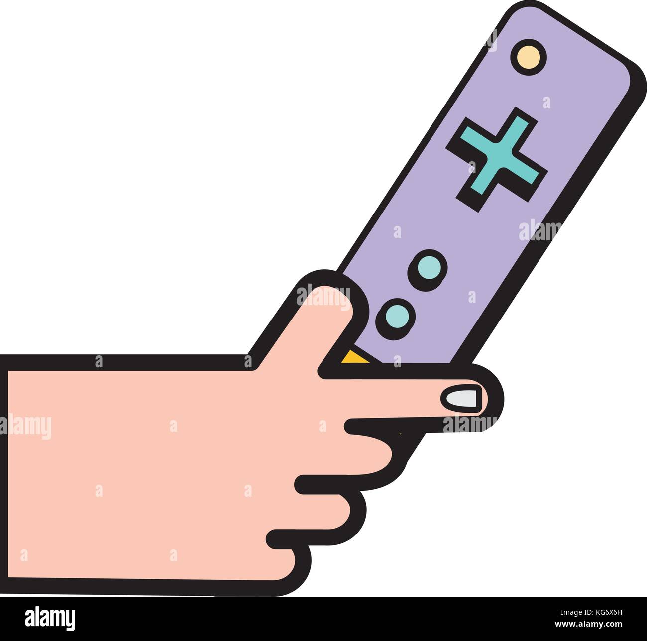 hand with controller object to video game vector illustration Stock ...
