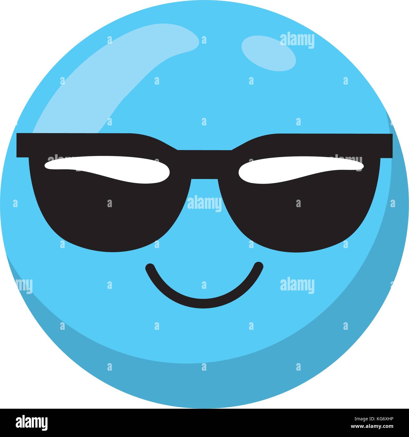 Blue cartoon face emoticon caricature and character theme Isolated ...