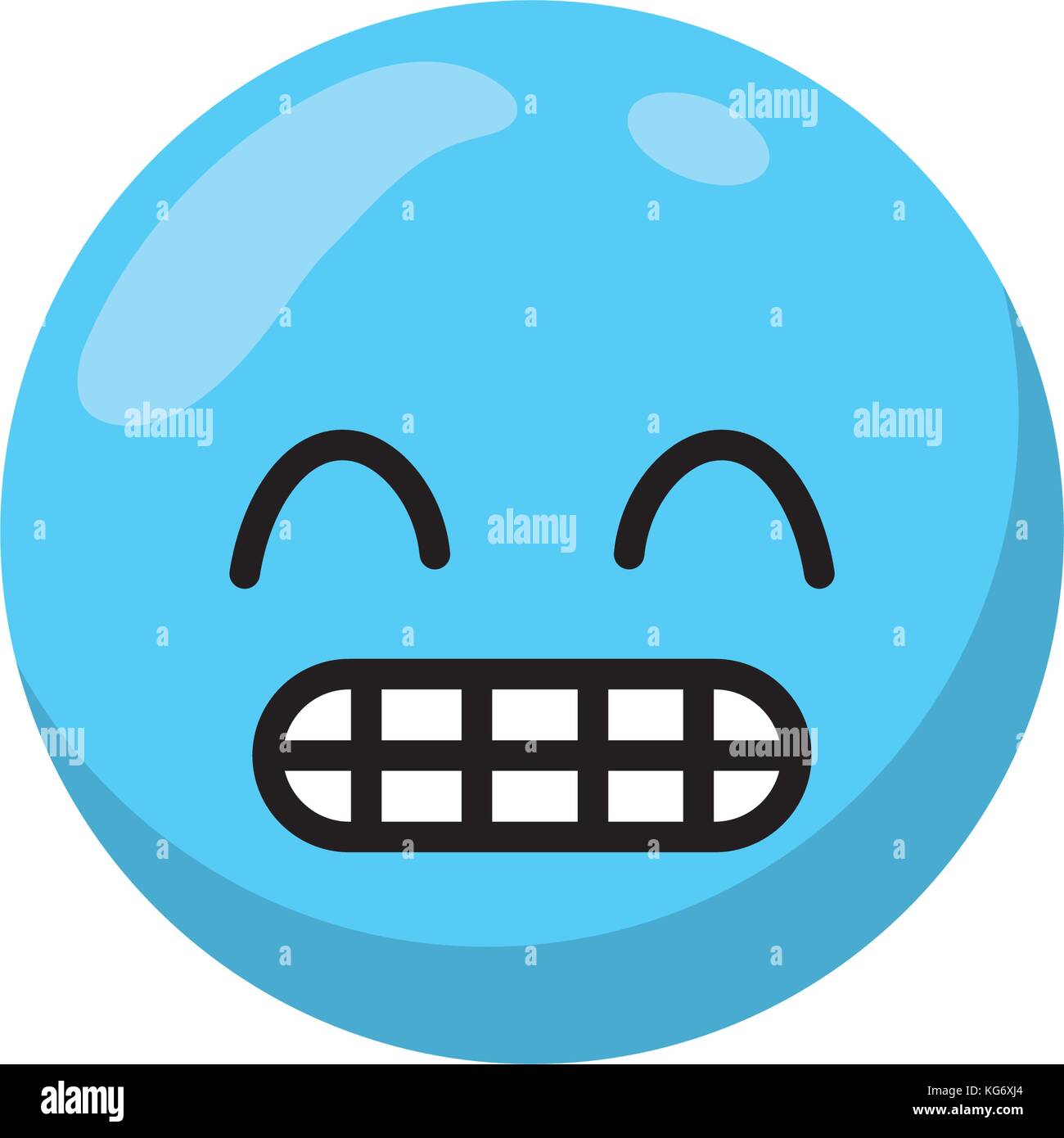 Blue cartoon face emoticon caricature and character theme Isolated ...