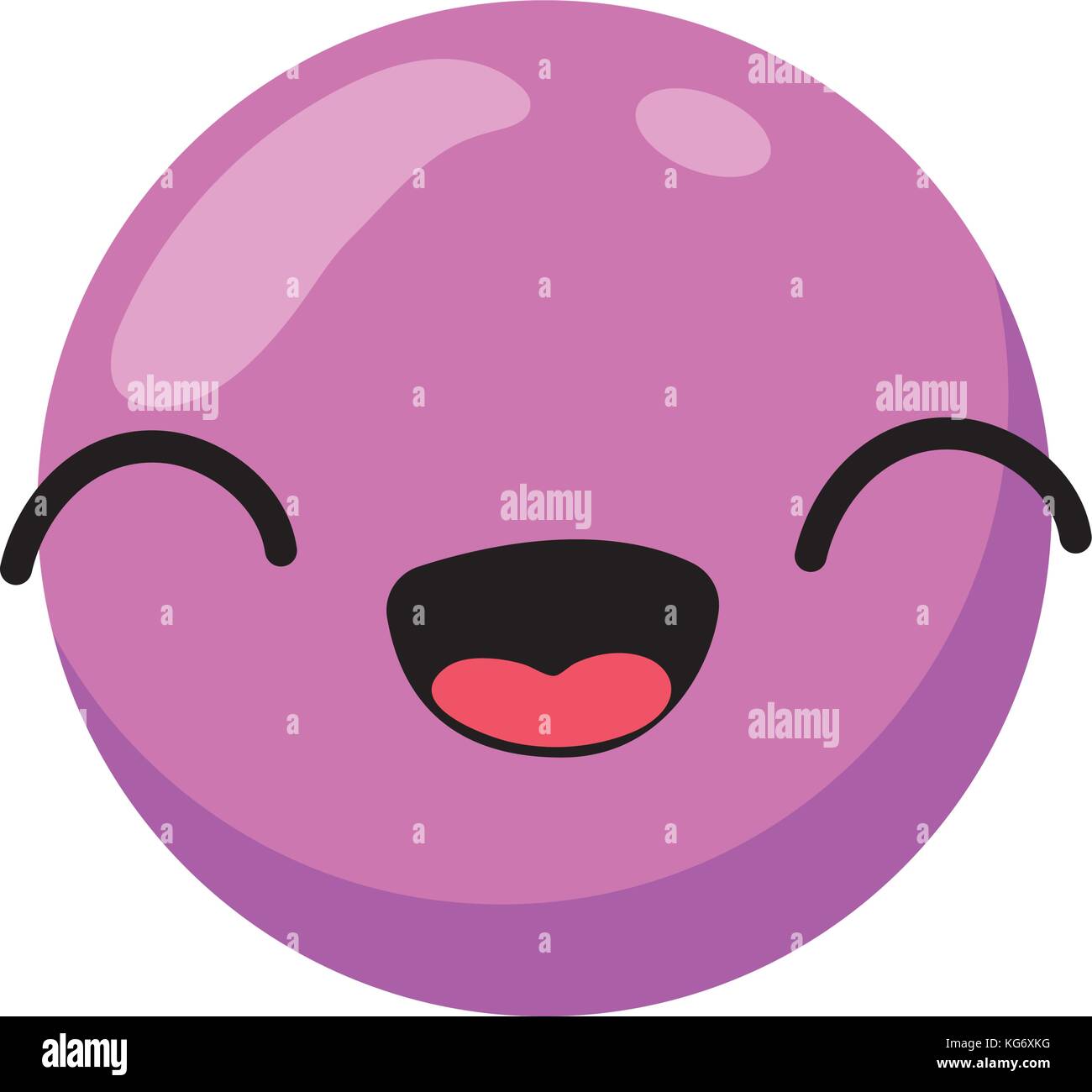 Purple cartoon face emoticon caricature and character theme Isolated ...