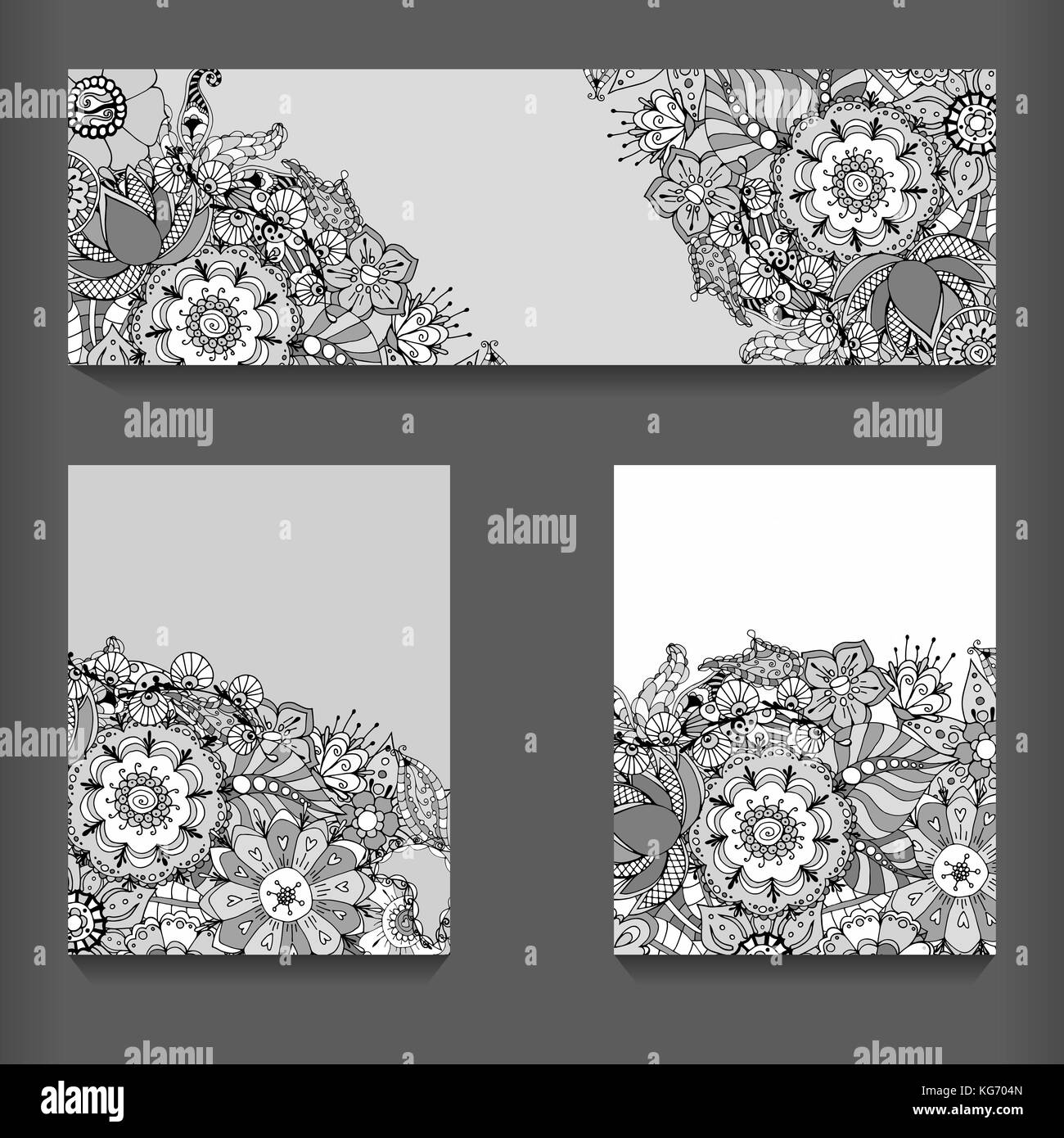 Abstract vector hand drawn vintage ethnic pattern card set Stock Vector ...