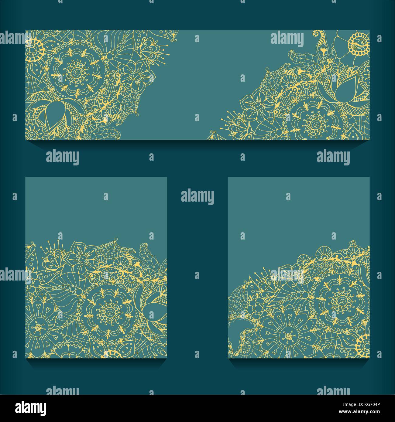 Abstract vector hand drawn vintage ethnic pattern card set Stock Vector ...