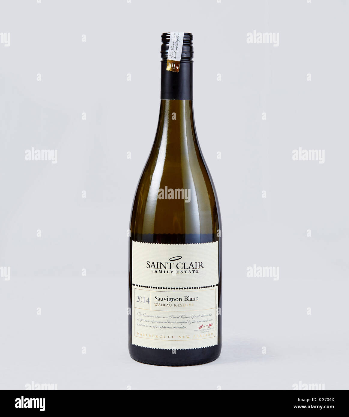 Bottle of saint claire sauvignon blanc wine hires stock photography