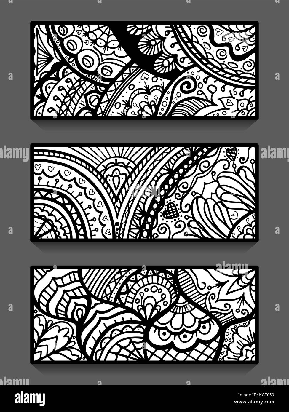 Abstract vector hand drawn vintage ethnic pattern card set Stock Vector ...