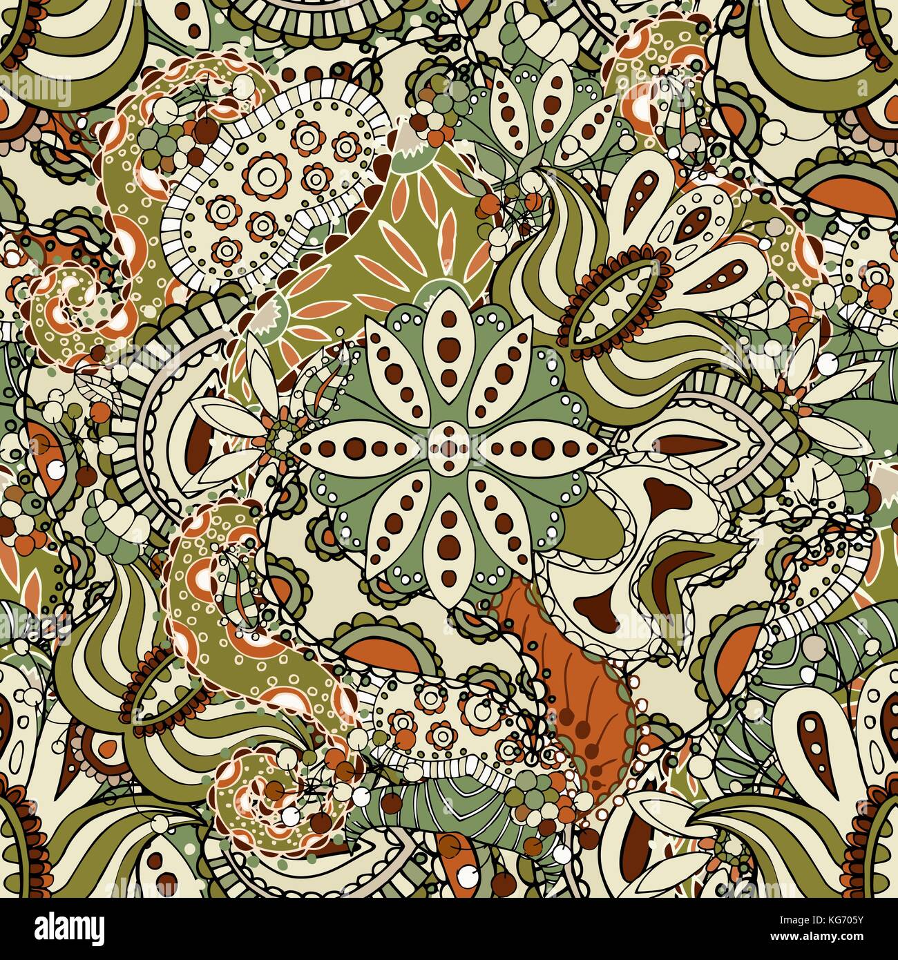 Green Paisley seamless pattern. Floral background Stock Vector Image ...