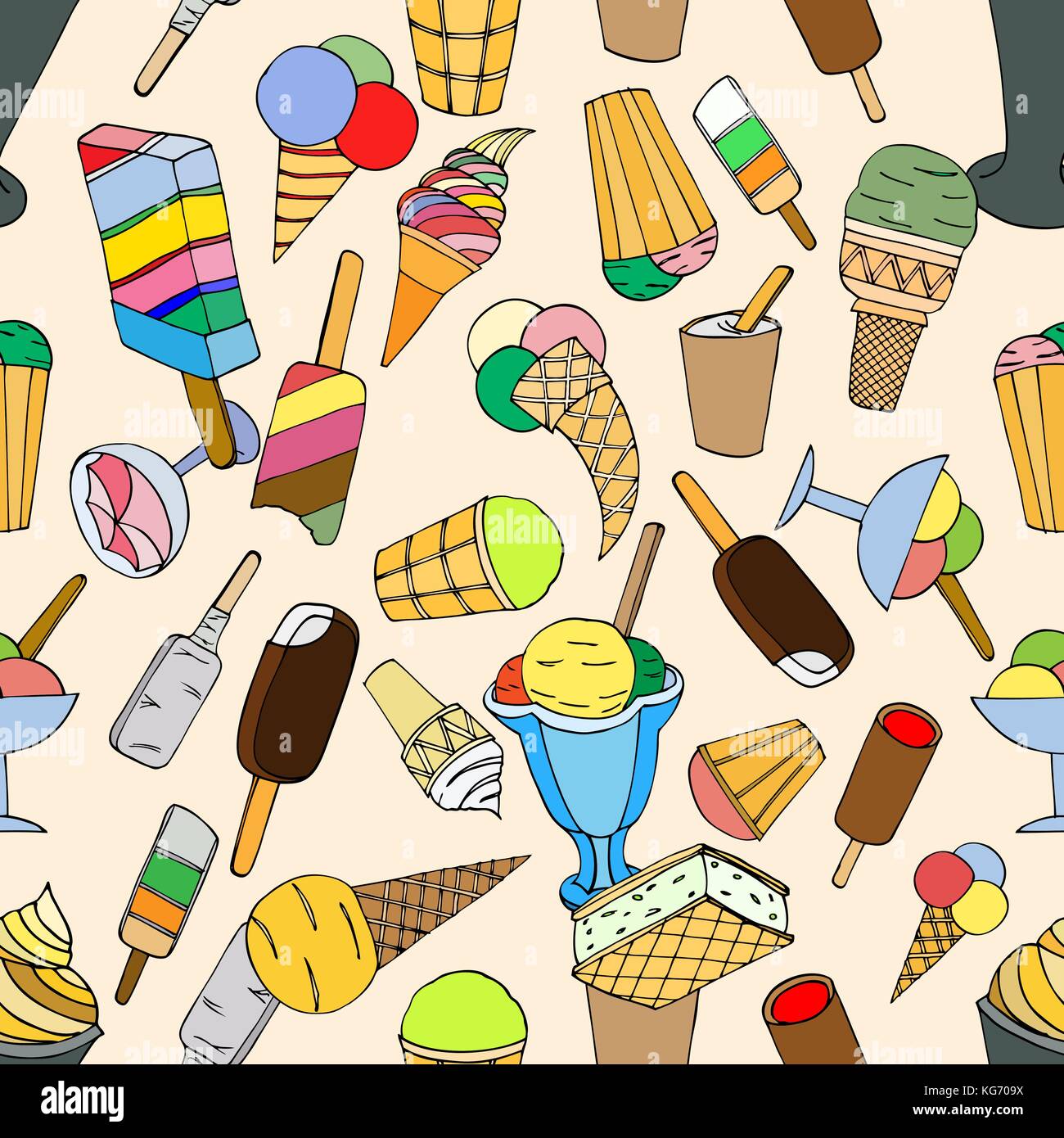 Seamless pattern with ice cream. Vector illustration Stock Vector Image ...