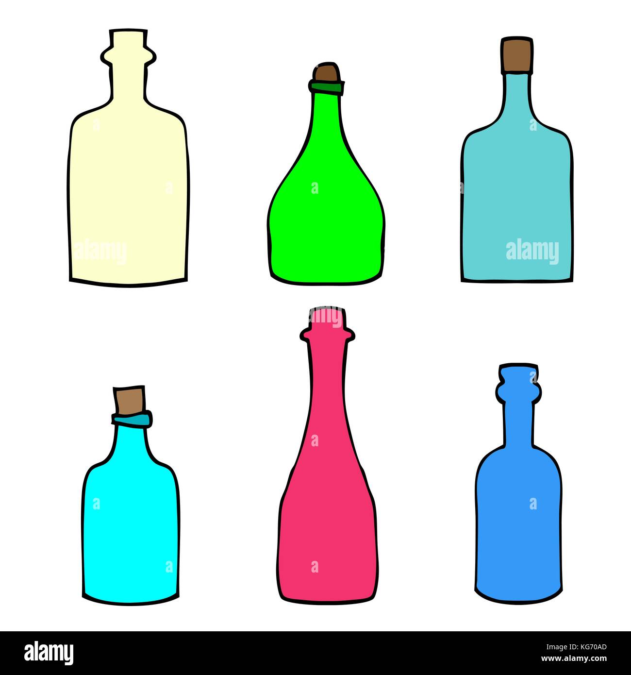 Set of Sketch Bottles hand-drawn, vector Doodle illustration Stock Vector